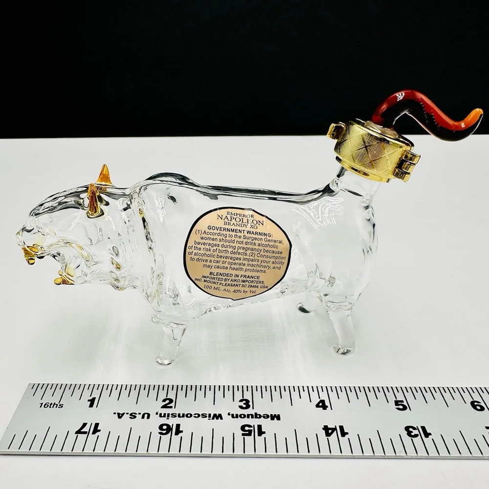 TIGER Napoleon Brandy XO Zodiac Collection Figural Blown Glass Empty Bottle
